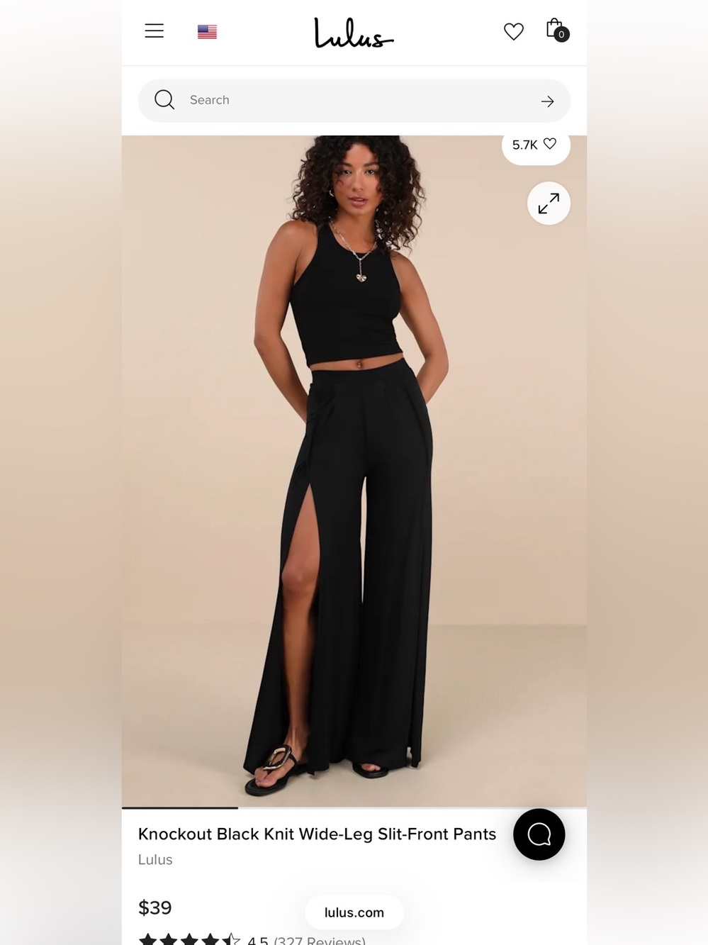 Lulu's Black High-Slit Wide Leg Pants